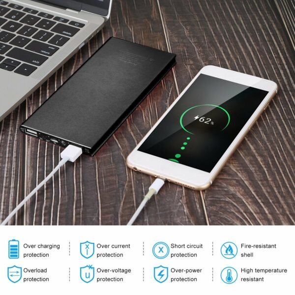 20000mAh Power Bank Ultra-thin External Battery Pack Phone Charger - Image 6