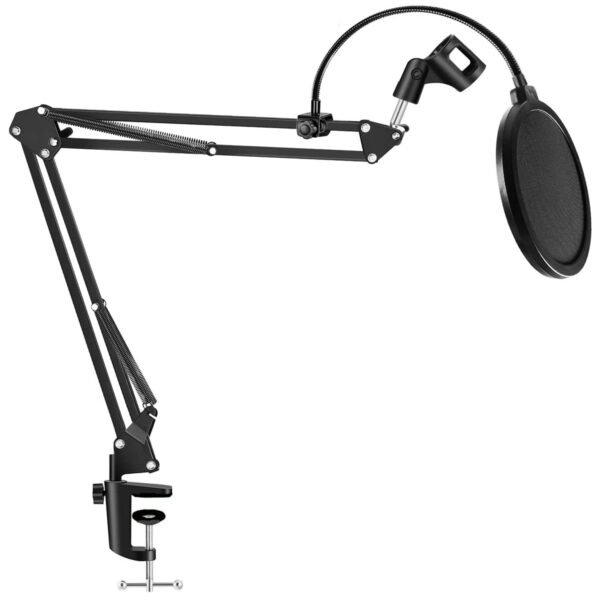 Professional Microphone Stand with Pop Filter Heavy Duty Microphone Suspension Scissor Arm Stand and Windscreen Mask Shield 5 Core RM STND 2 (with Pop Filter)