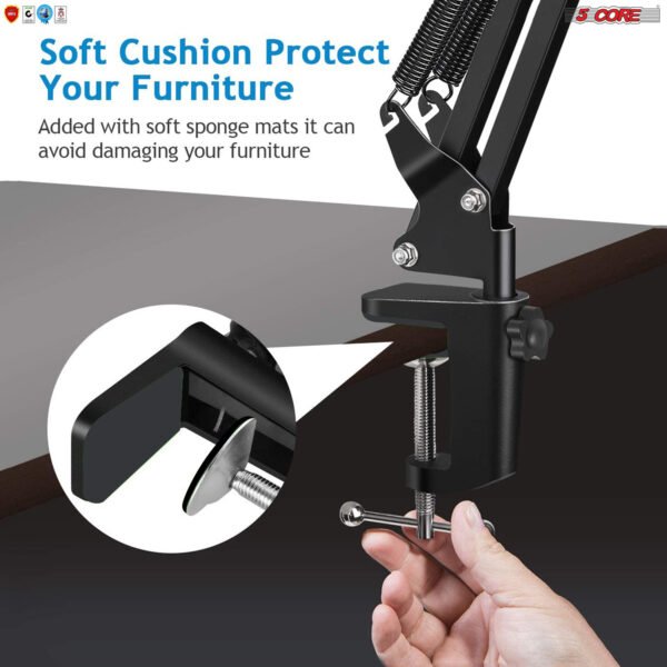 Professional Microphone Stand with Pop Filter Heavy Duty Microphone Suspension Scissor Arm Stand and Windscreen Mask Shield 5 Core RM STND 2 (with Pop Filter) - Image 8